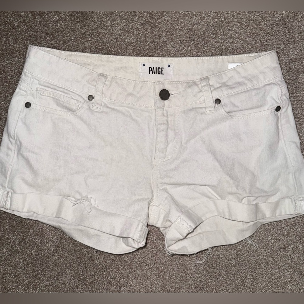 PAIGE White Jeans Jean Denim Cutoff Shorts size 25